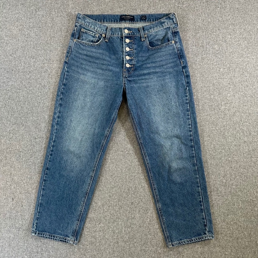 Lucky Brand Jeans Womens 8/29 Boy Mid Rise Relaxed Blue Button Fly Denim